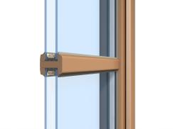 Querschnitt einer konstruktiv glasteilende Sprosse an einem Holzfenster