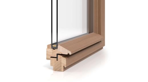 Holz-Fenster-Profil PaXpur58 mit 2-fach Verglasung