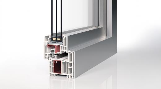 Profilquerschnitt Kunststoff-Aluminium-Fenster PaXplus 4 Alublend