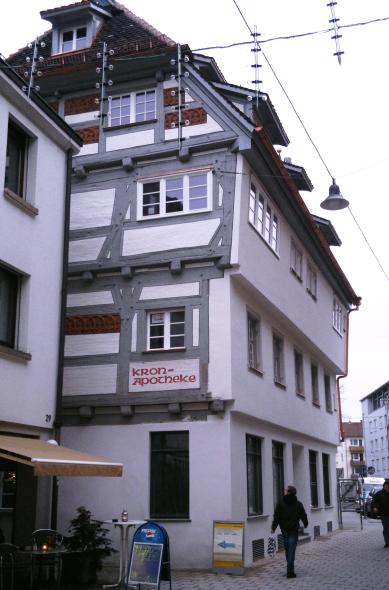 Fachwerkgebäude von 1465 mit PaXpur58 aus Kiefer in Ulm