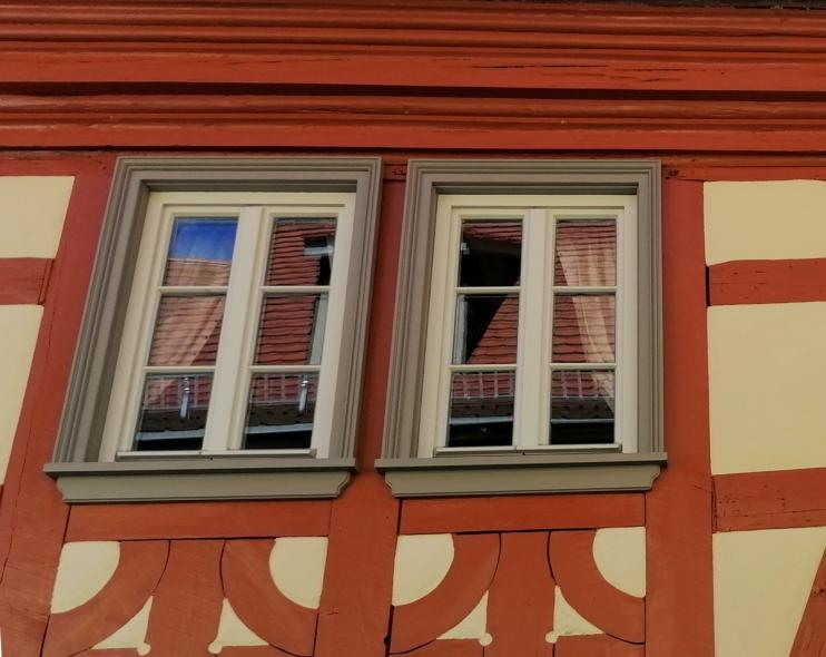 Ausgezeichnetes barockes Fachwerkgebäude in der Altstadt von Frankfurt Nahaufnahme