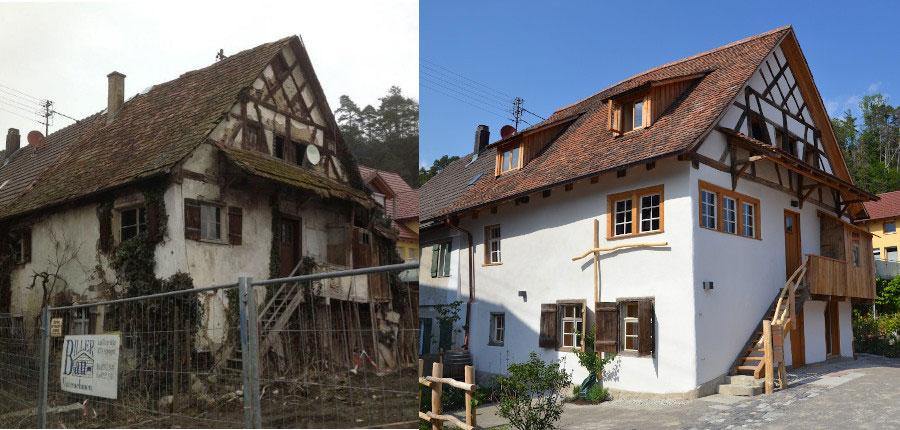 PaXretro58 Denkmalfenster für Fachwerkhaus in Sipplingen am Bodensee vorher nachher Vergleich