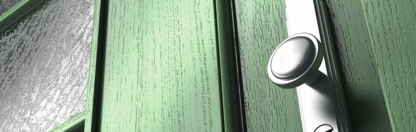 Nahaufnahme grüne Altbau-Haustür PaX Classic