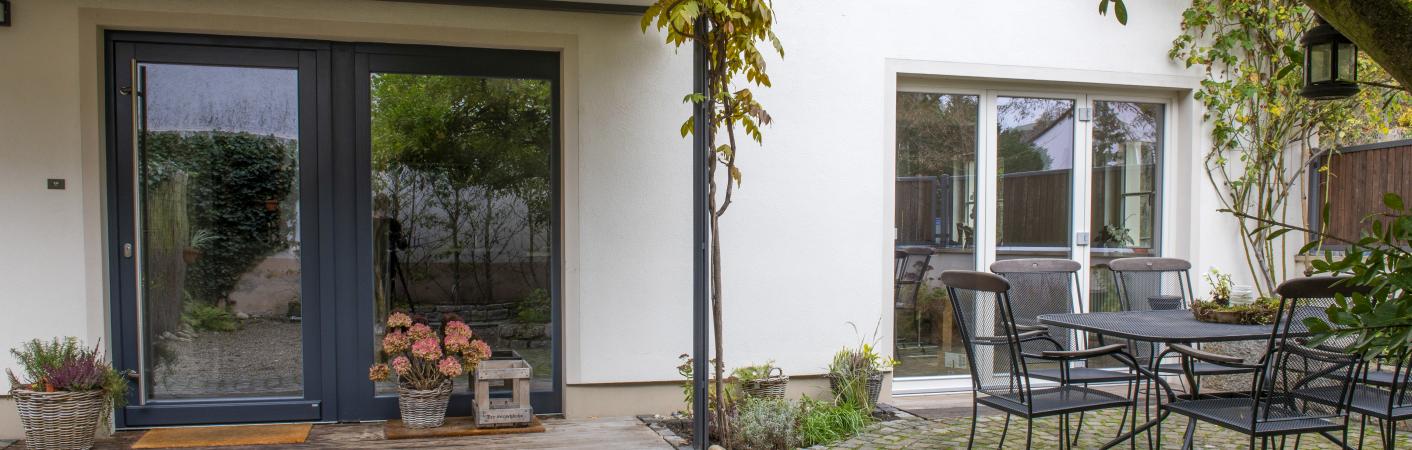 Glas-Haustür Eukalyptus in anthrazit